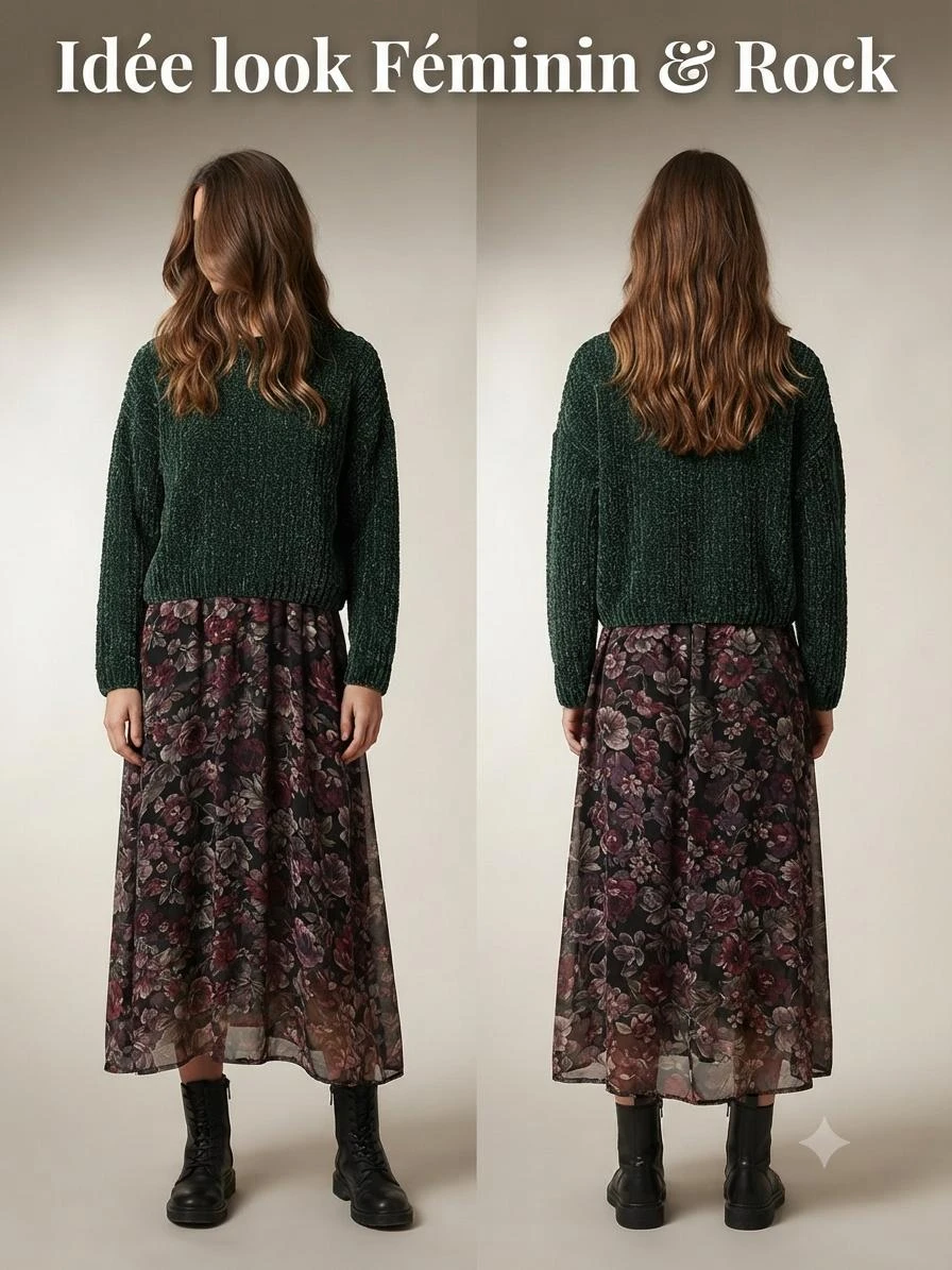 💚Korte trui van chenillegaas in smaragdgroen gemêleerd – Maat 40/42 (M/L) – photo 7